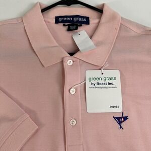 Green Grass Polo Shirt Mens Large Pink Pima Cotton Golf Logo Classic Fit Peru